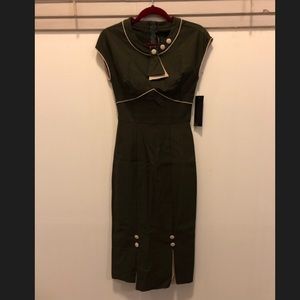 “Stop staring” olive green, A-line 40’s dress NWT